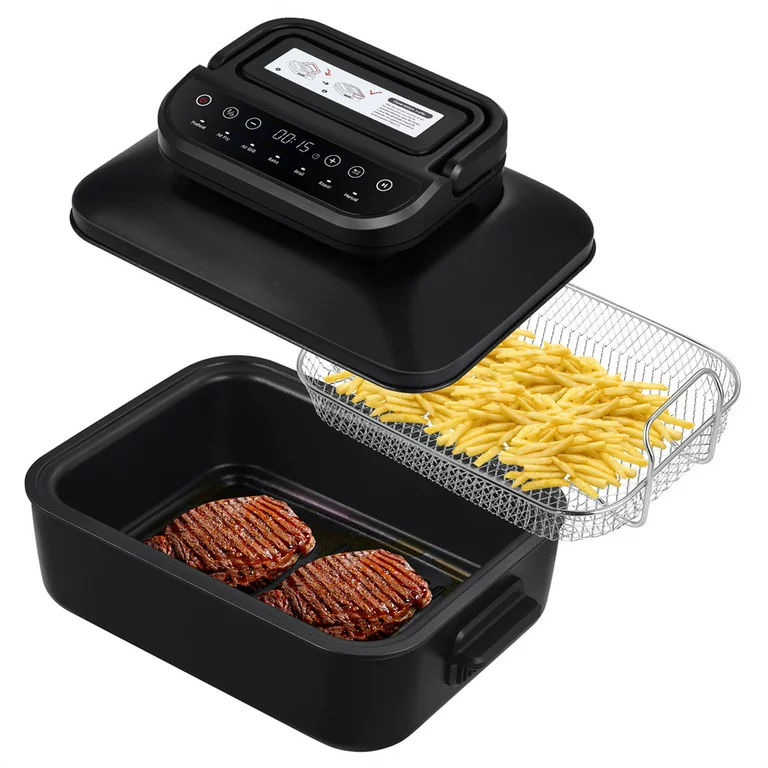 Crystal Air Fryer Lid & Electric Indoor Grill Combo, 6-in-1 Air Fryer Oven, Grill & Griddle المقلاة الهوائية ومجموعة الشواية الكهربائية الداخلية ، المقلاة الهوائية 6 في 1 من كريستال Crystal Air Fryer Lid & Electric Indoor Grill Combo, 6-in-1 Air Fryer Oven, Grill & Griddle المقلاة الهوائية ومجموعة الشواية الكهربائية الداخلية ، المقلاة الهوائية 6 في 1 من كريستال